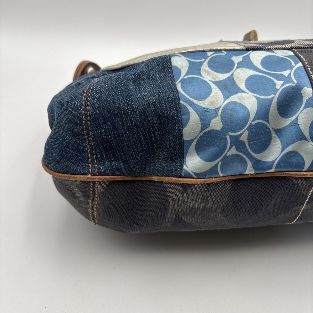 Coach Indigo Denim Blue Patchwork Ergo XL Hobo Handbag Purse Bag RARE Leather - Picture 8 of 16